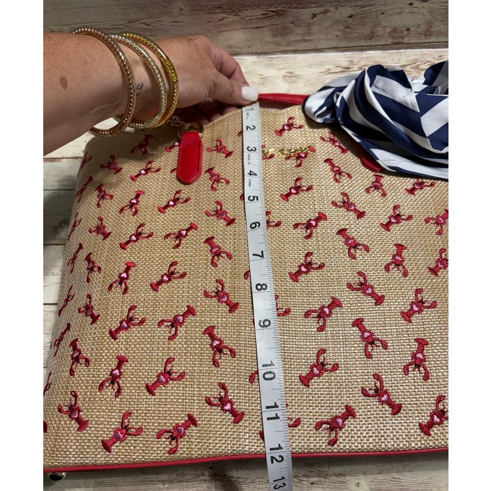 Betsey Johnson Woven Straw Tote Bag Lobster Nantucket Cap Code Summer Red NWT - Picture 8 of 9
